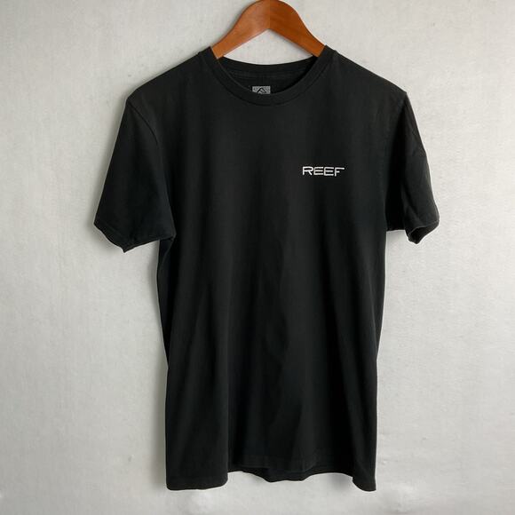 Reef Mens Basic Crew Neck Tee Shirt 100 Percent Cotton Black size Medium - Picture 3 of 9